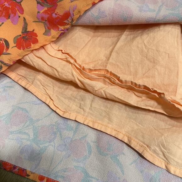 Louna Coral Floral Mini Dress Tie Back Beach Resort Women's Size XS Orange - Picture 9 of 11